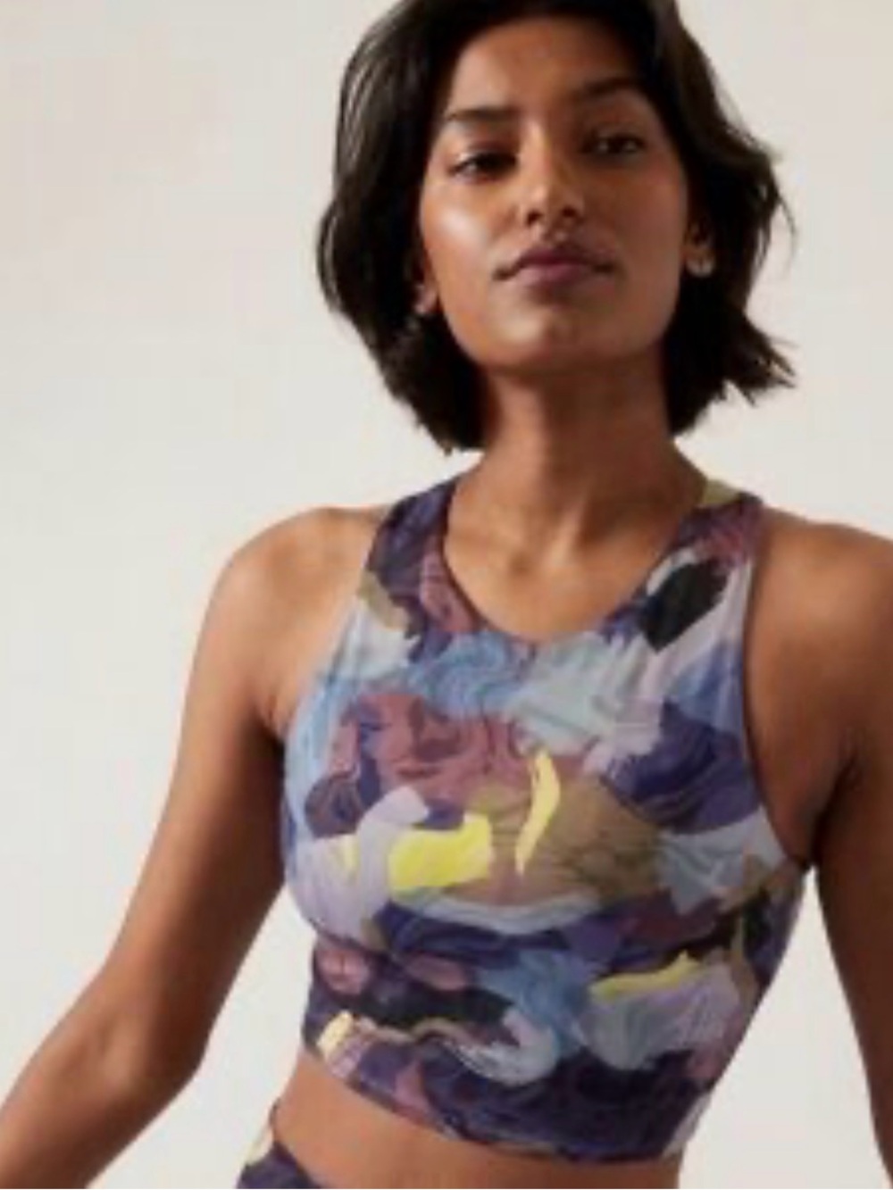 Athleta Conscious Crop Abstract Watercolor Sports Bra M Vivid Stroke EUC - Picture 3 of 10